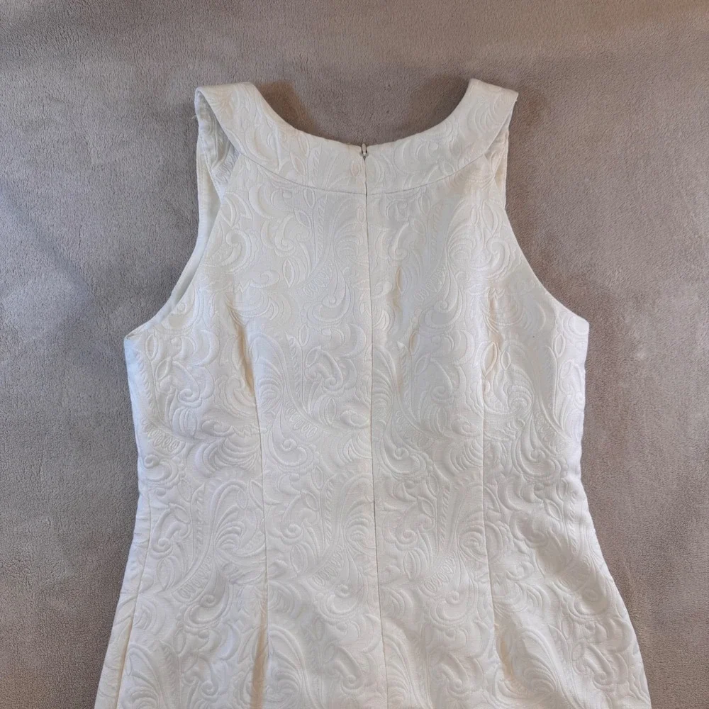 Floral Textured Dress White Jacquard Minimalist Sorority Preference Rush Sz 12‎